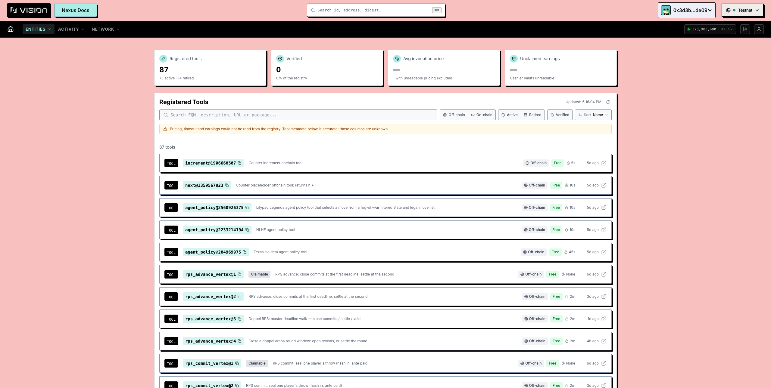 The Tools directory with stat cards, facet chips and sort menu